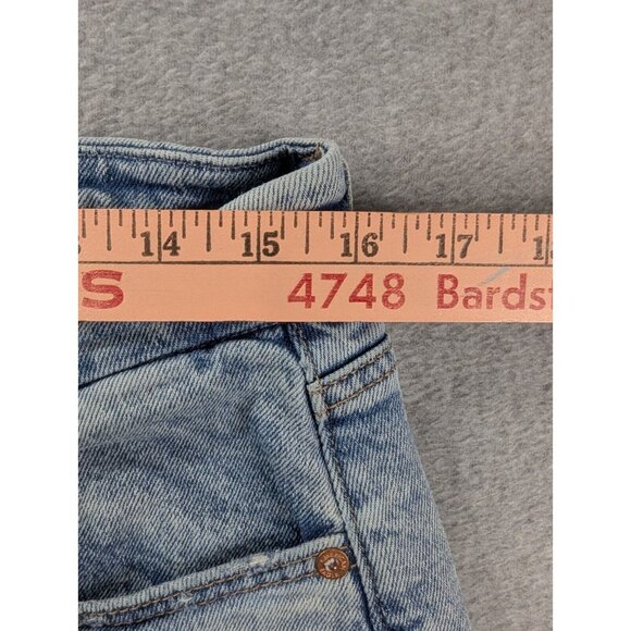 American Eagle Jeans Womens Size 12 Blue Destressed Curvy 90s Straight Whiskers - Picture 6 of 16